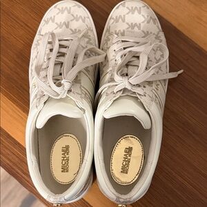 Michael Kors Cream Monogram Lace-Up Sneakers